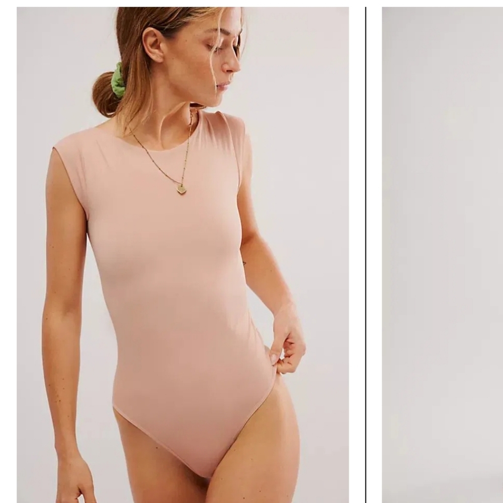 Free People Sleeveless Crewneck Bodysuit in Blush